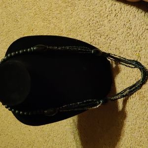 VINTAGE SILVER TONE MIXED WOOD BEADS AND SEED BEADS NECKLACE